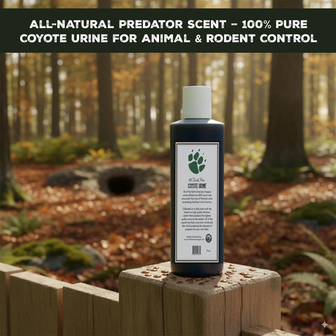 North American Trapper coyote urine dirt-hole setup attracts wary predators.