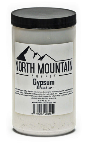 North Mountain Supply gypsum jar with tamper-evident seal for fresh, accurate dosing