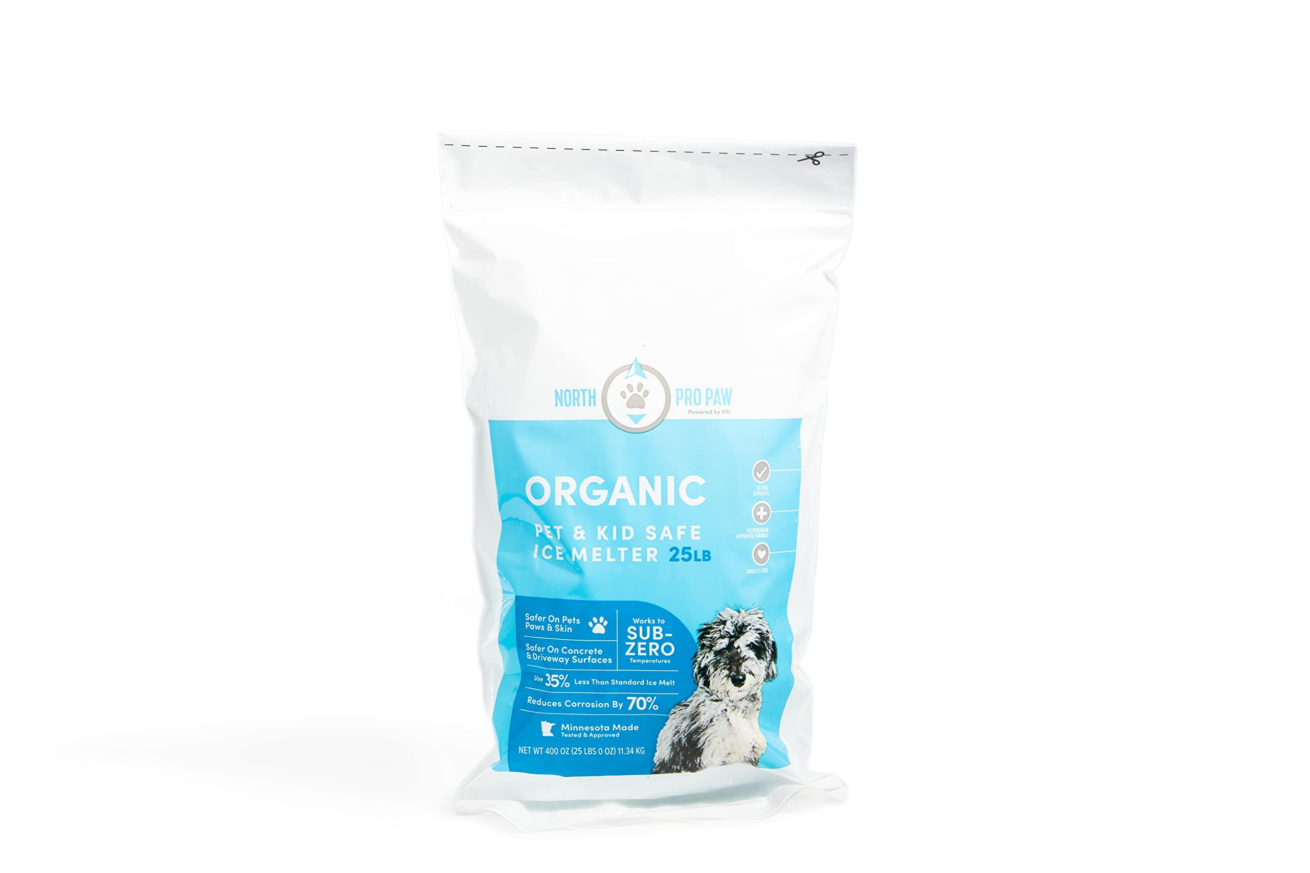 Northern Salt North Pro Paw bag of pet-safe ice melt for driveways.