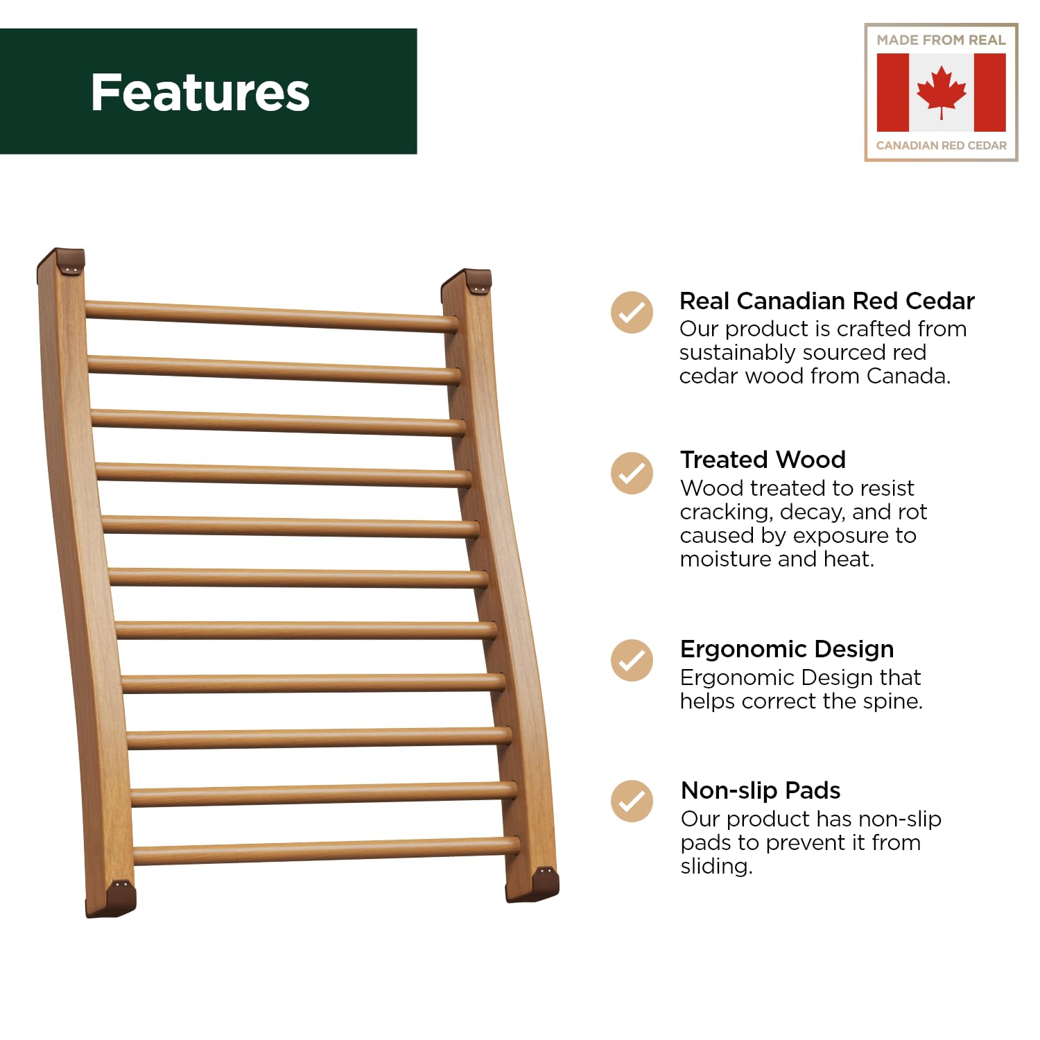 Northwood Sauna backrest - close-up of Canadian red cedar wood with natural aroma.