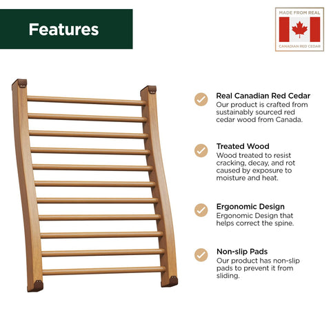 Northwood Sauna backrest - close-up of Canadian red cedar wood with natural aroma.