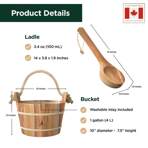 Northwood Sauna 100 mL scoop shows precise water portioning for consistent steam.
