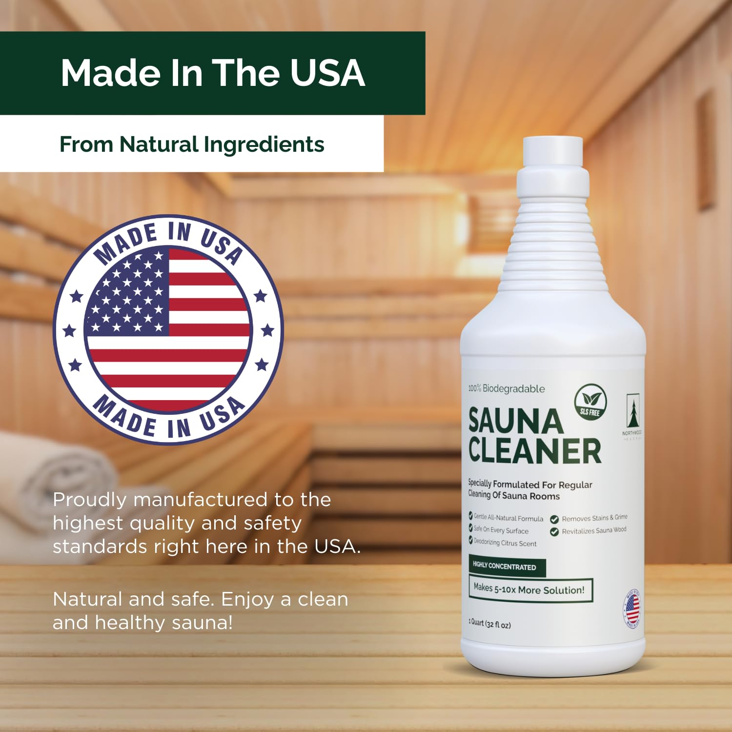 Northwood Sauna citrus aroma close-up conveys a fresh scent while cleaning.