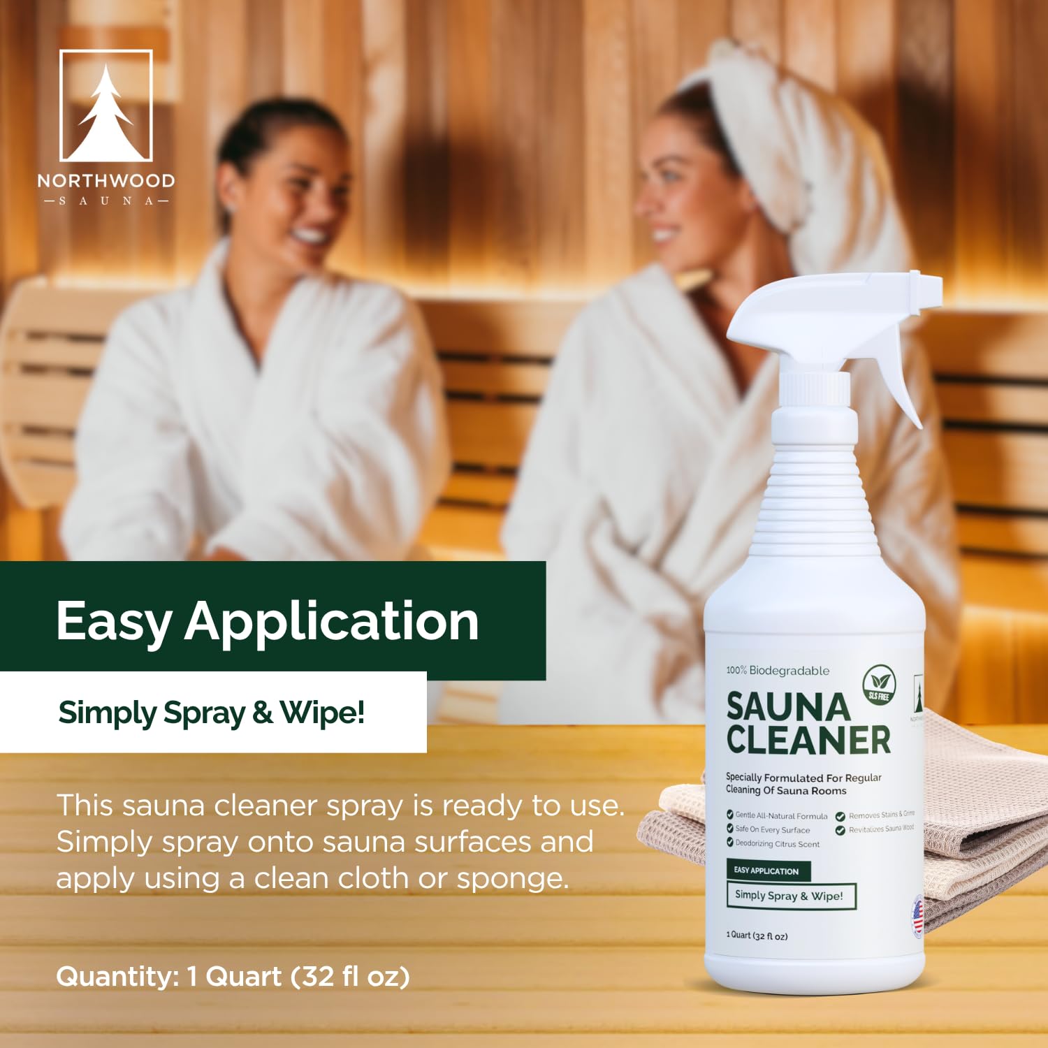 Northwood Sauna clean surface removing dirt from wood.