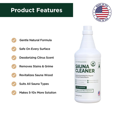 Northwood Sauna cleaner concentrate measuring caps show economical dilution for larger cleaning tasks.