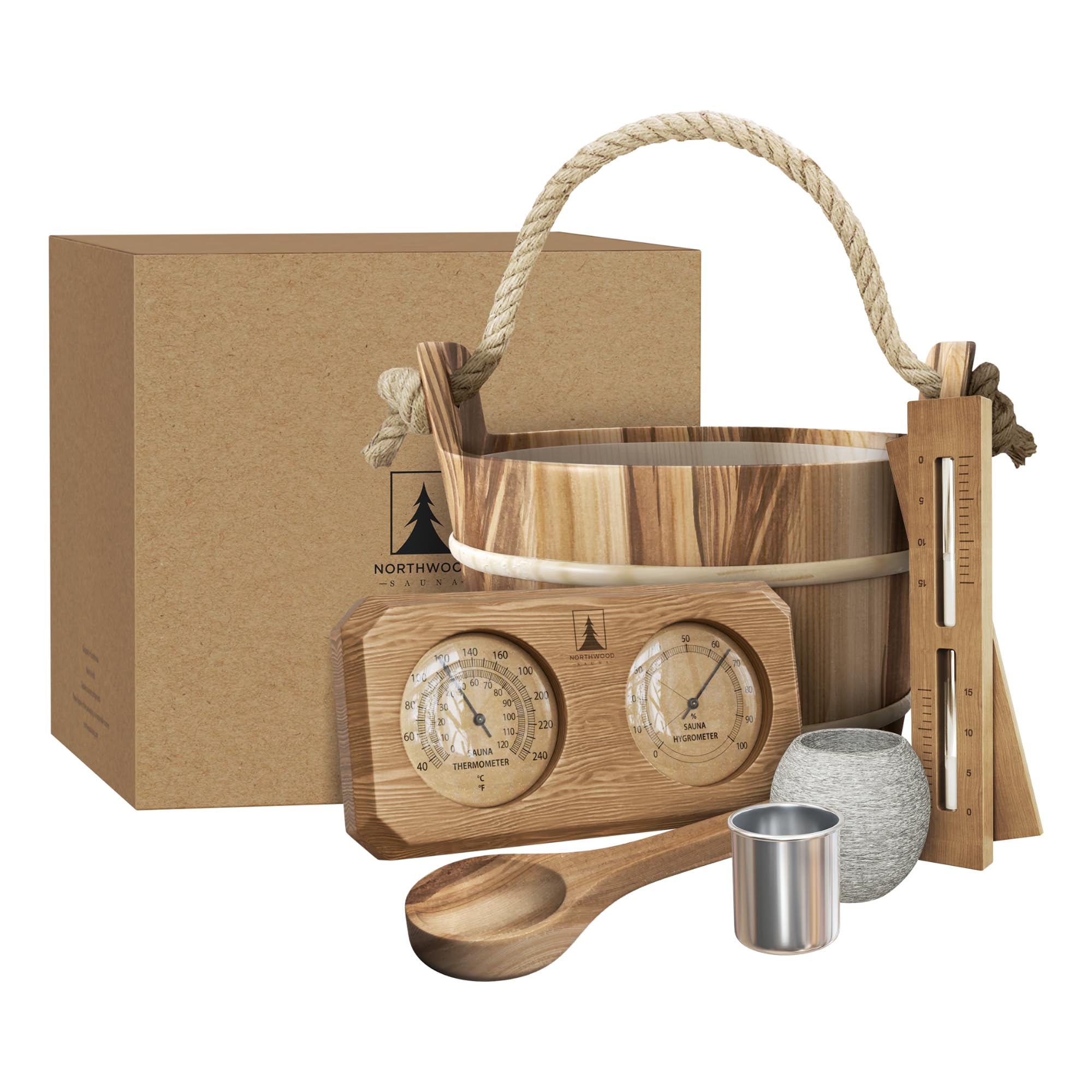 Northwood Sauna core set bucket and ladle for authentic sessions