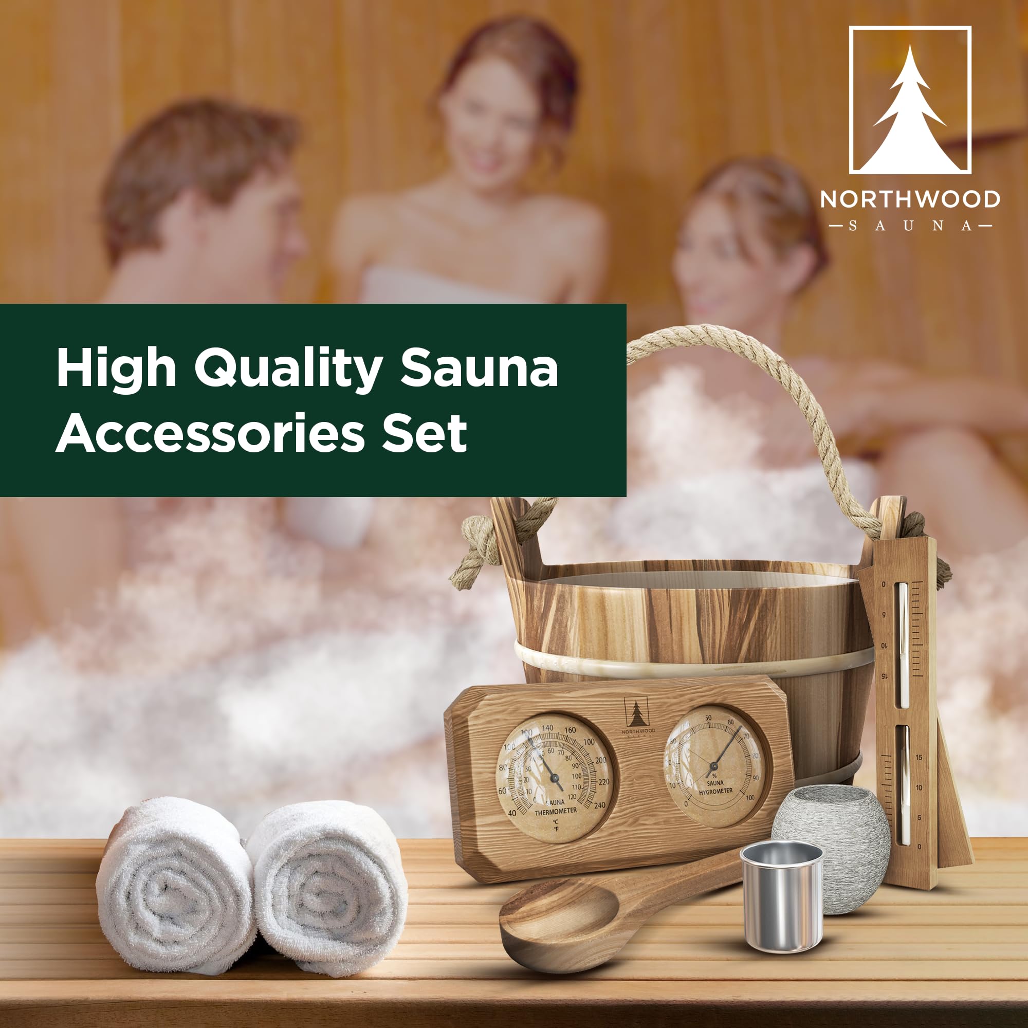 Northwood Sauna red cedar wood finish highlights natural grain