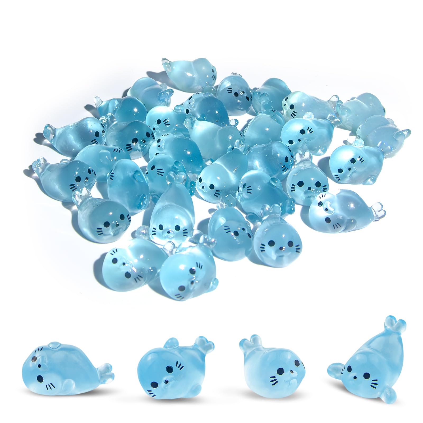 NORXUAZE glow seal figurines glow in the dark for dreamy terrarium scenes