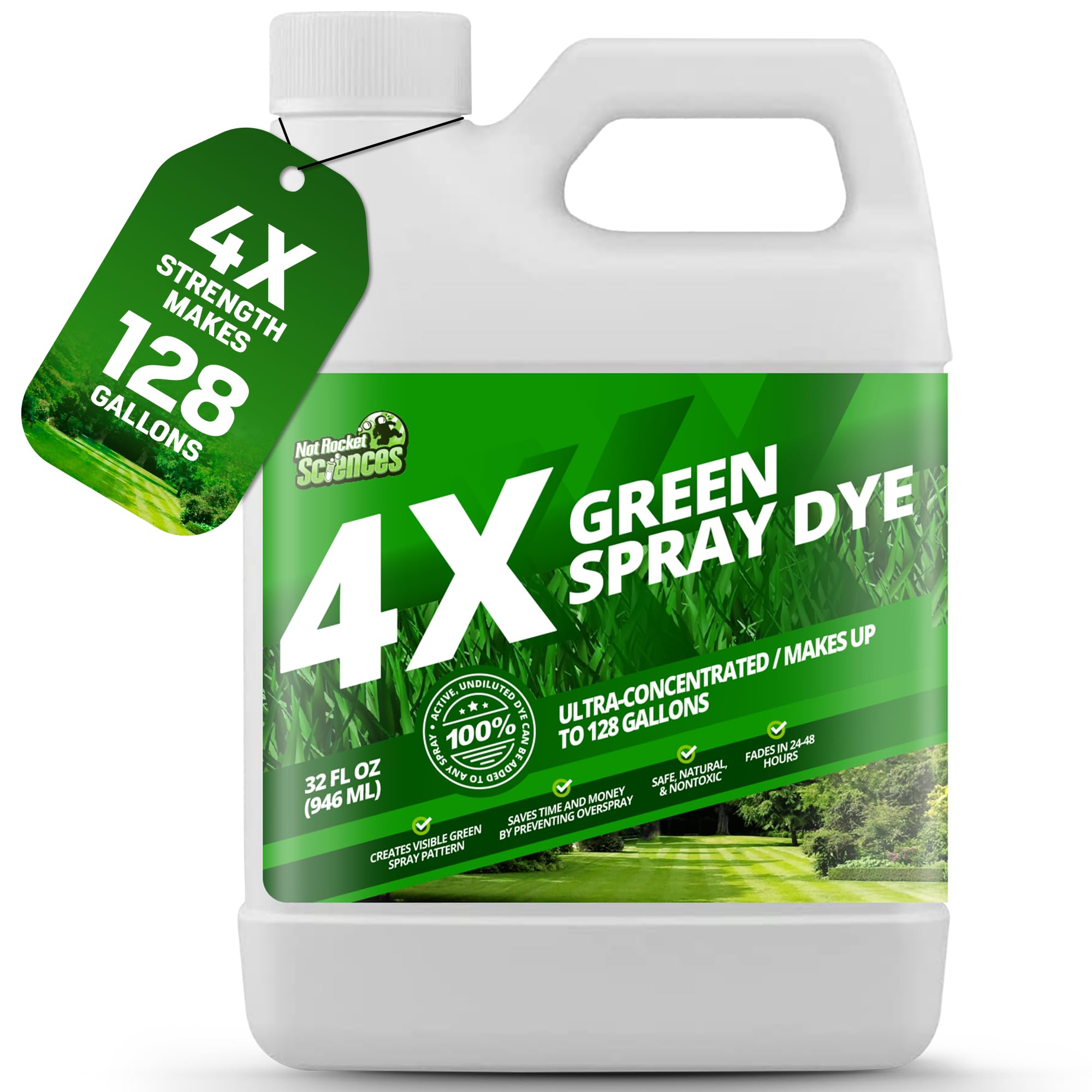 Not Rocket Sciences 32oz Green Spray Dye visibly marks turf for precise coverage.