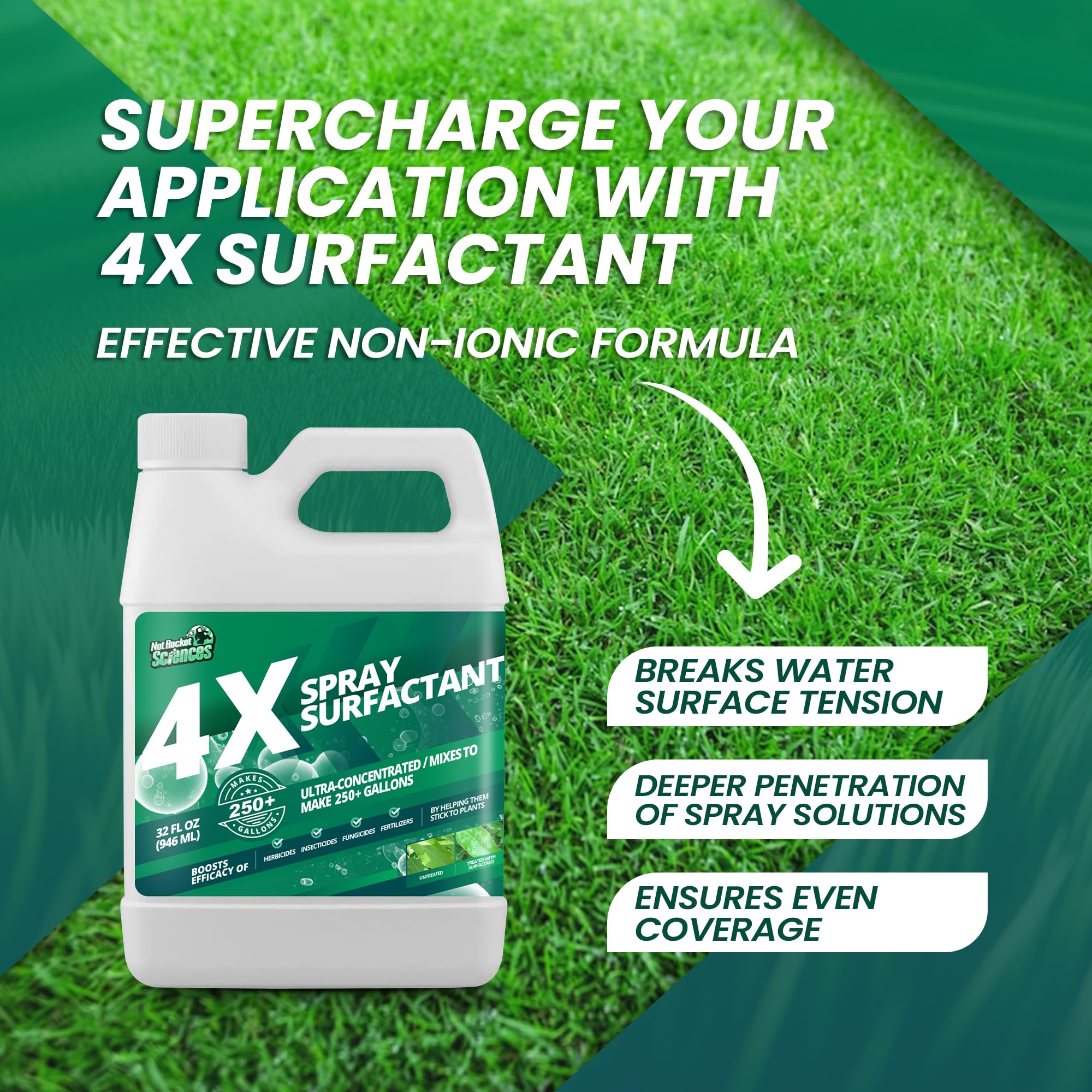 Not Rocket Sciences 32oz nonionic surfactant on plants showing even wetting