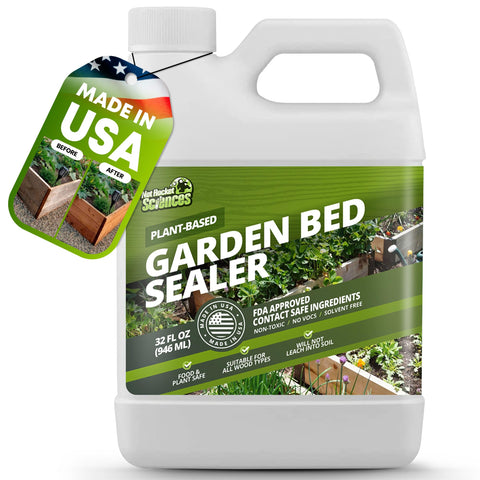 Not Rocket Sciences 32oz Garden Box Sealer covering a cedar garden box to protect from sun