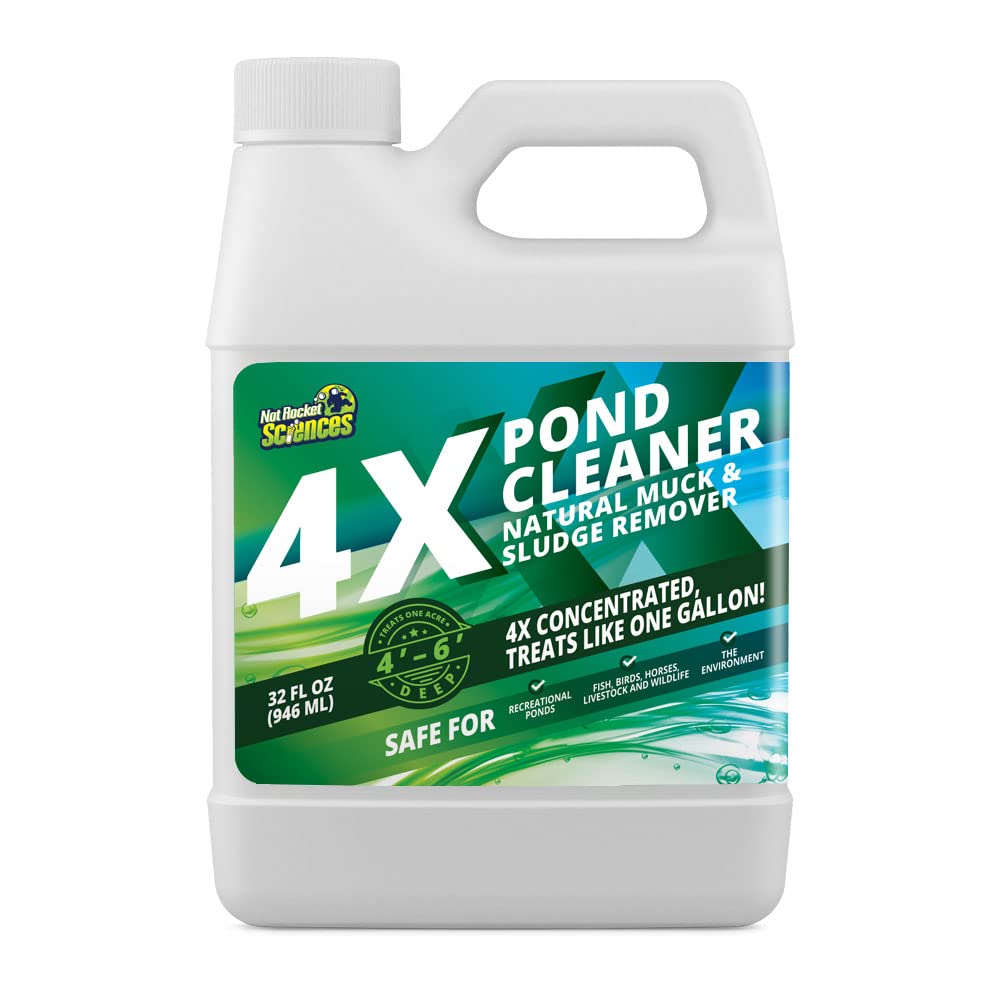 Not Rocket Sciences 4X Pond Cleaner bottle front, showing concentrated formula for pond treatment