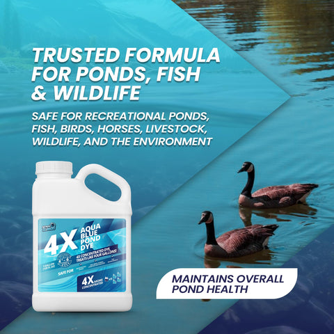 Not Rocket Sciences Aqua Blue Pond Dye shields sunlight to help water clarity.