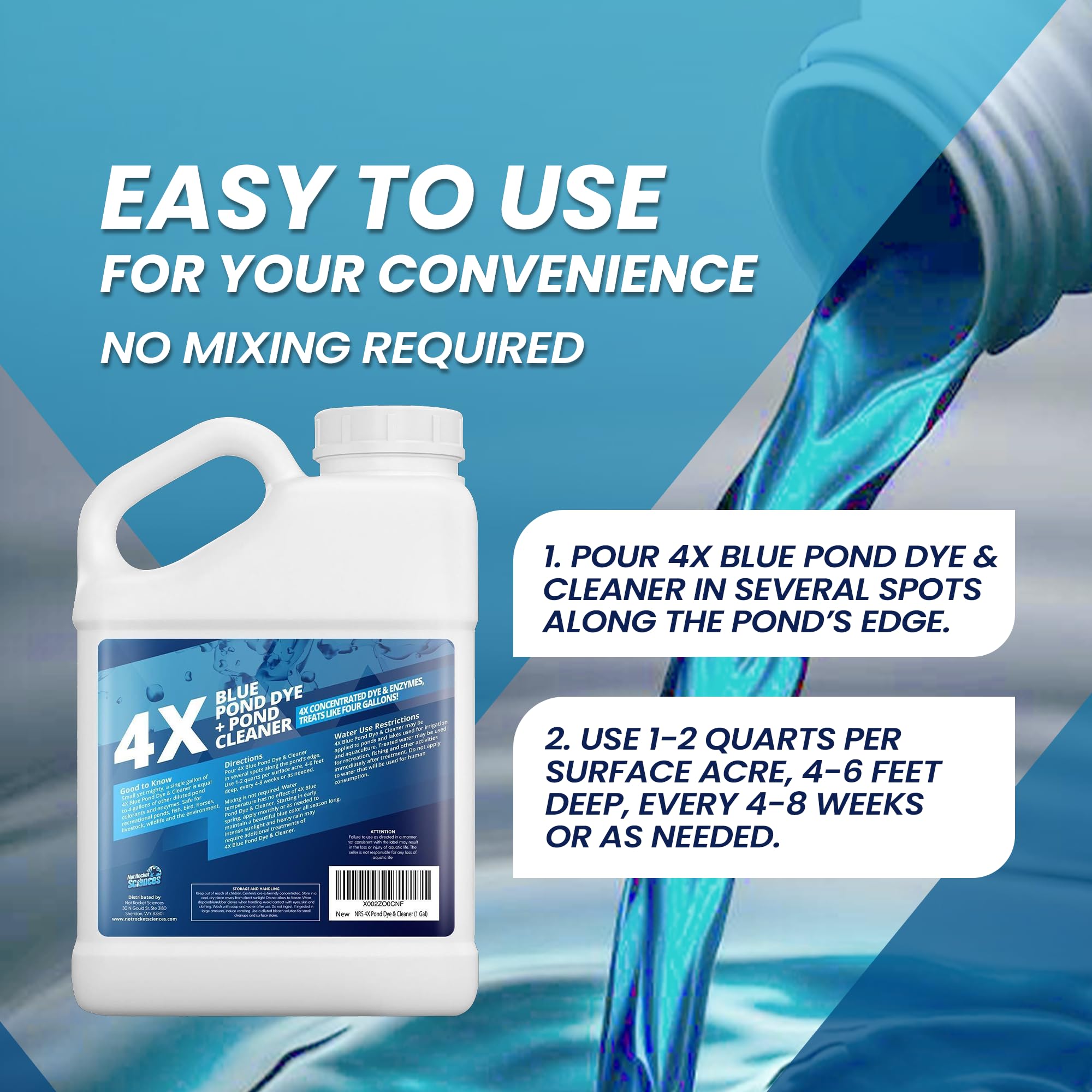 Not Rocket Sciences blue lake colorant clarifies cloudy water for sparkle.