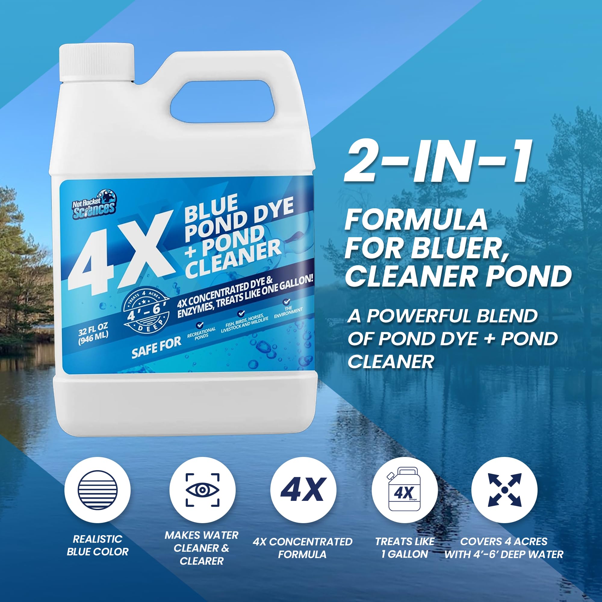 Not Rocket Sciences blue pond water looks clearer after dye application