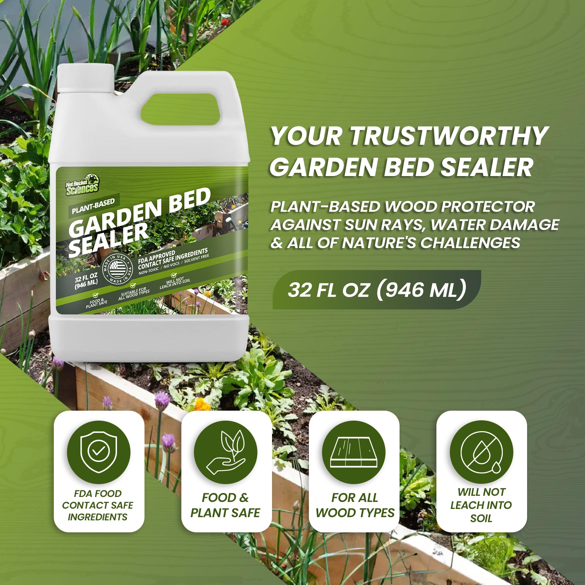 Not Rocket Sciences garden bed wood sealer applied with a brush on outdoor wood