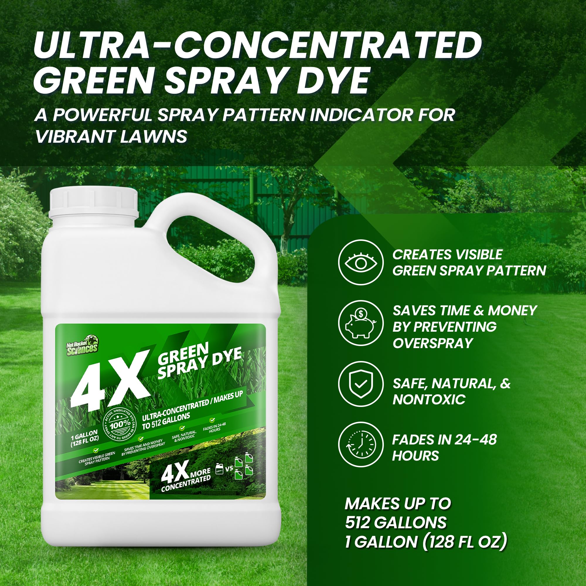 Not Rocket Sciences green spray dye concentrated visual pattern demonstrates easy track marking for accurate applications.