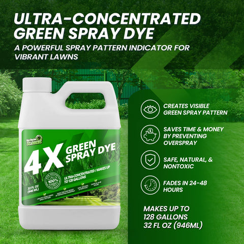 Not Rocket Sciences green spray pattern demonstrates vivid application on lawn areas.