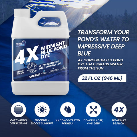 Not Rocket Sciences Midnight Blue Pond Dye adds vibrant tint to pond water.