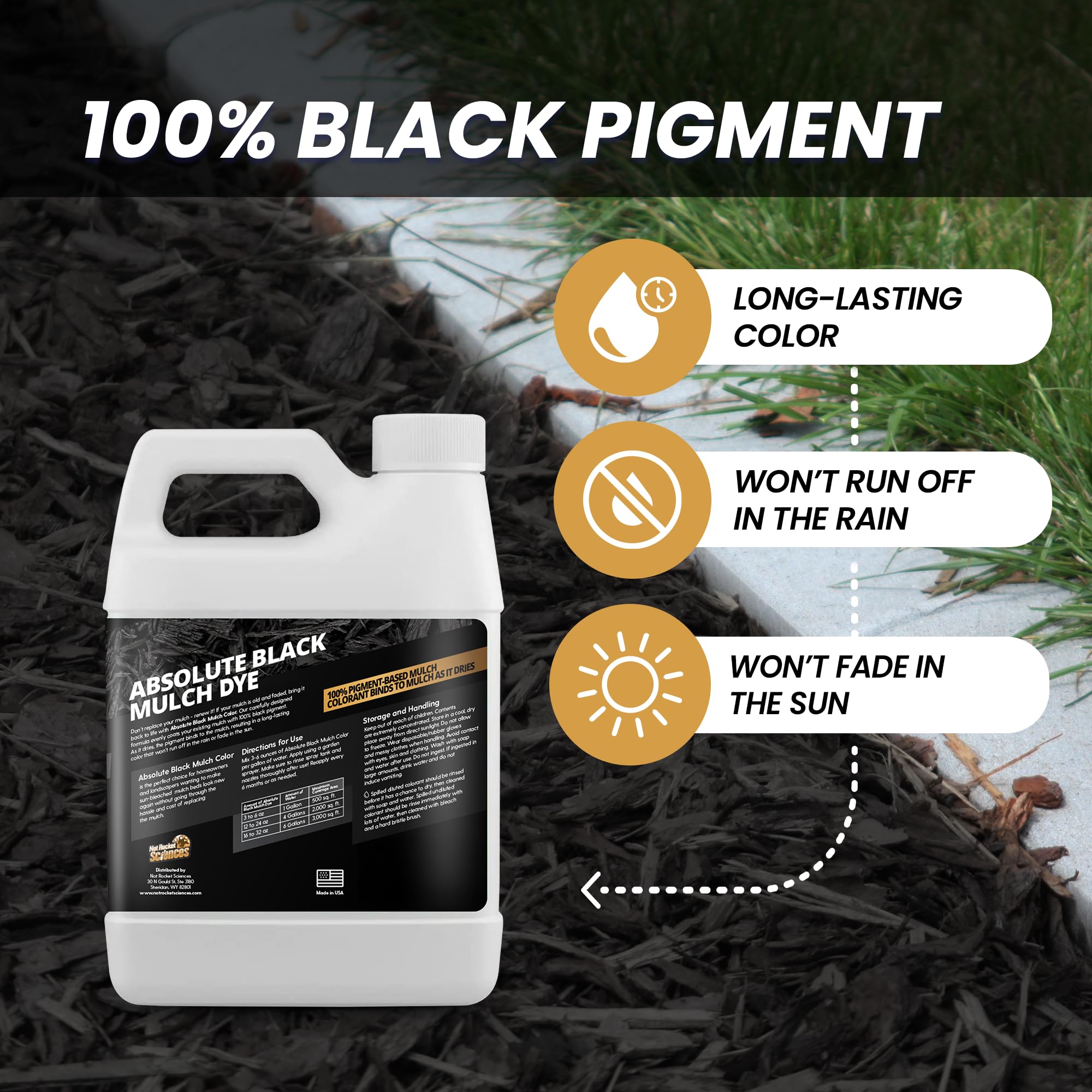 Not Rocket Sciences Mulch Dye sprayer application on garden beds for quick, even color