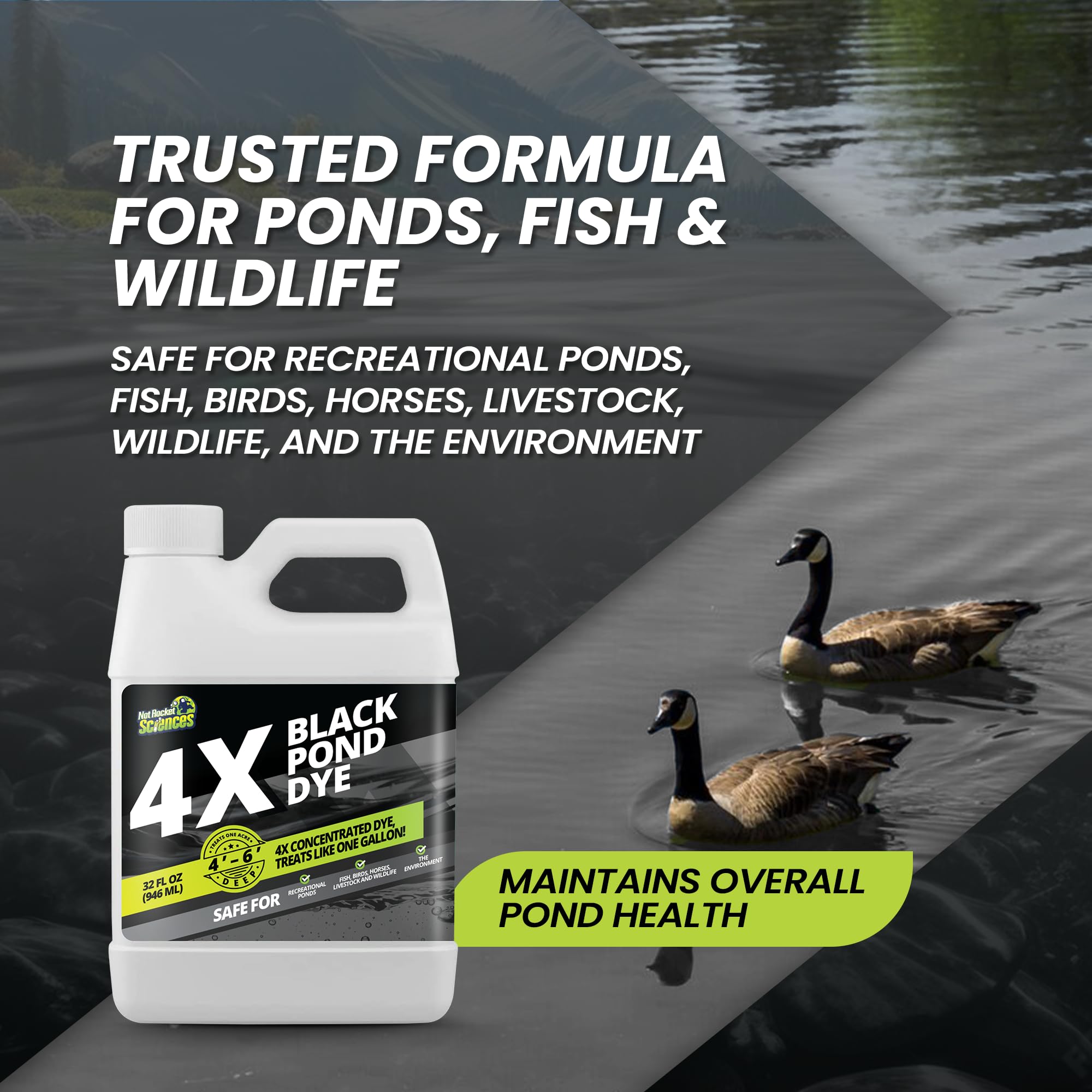 Not Rocket Sciences pond dye protective barrier helps shade water from sun.