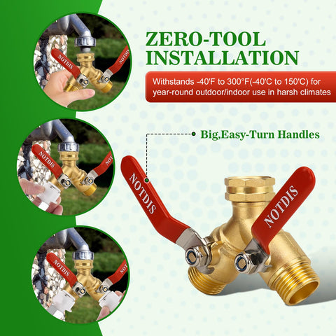 NOTDIS hose-splitter-304-stainless-steel-long-handle offers easy one-handed operation for outdoor tasks.