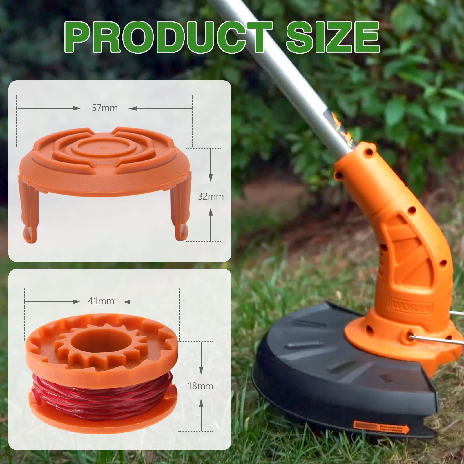 NOTETOUPT WA0010 spool installed on a Worx trimmer demonstrating smooth line feed
