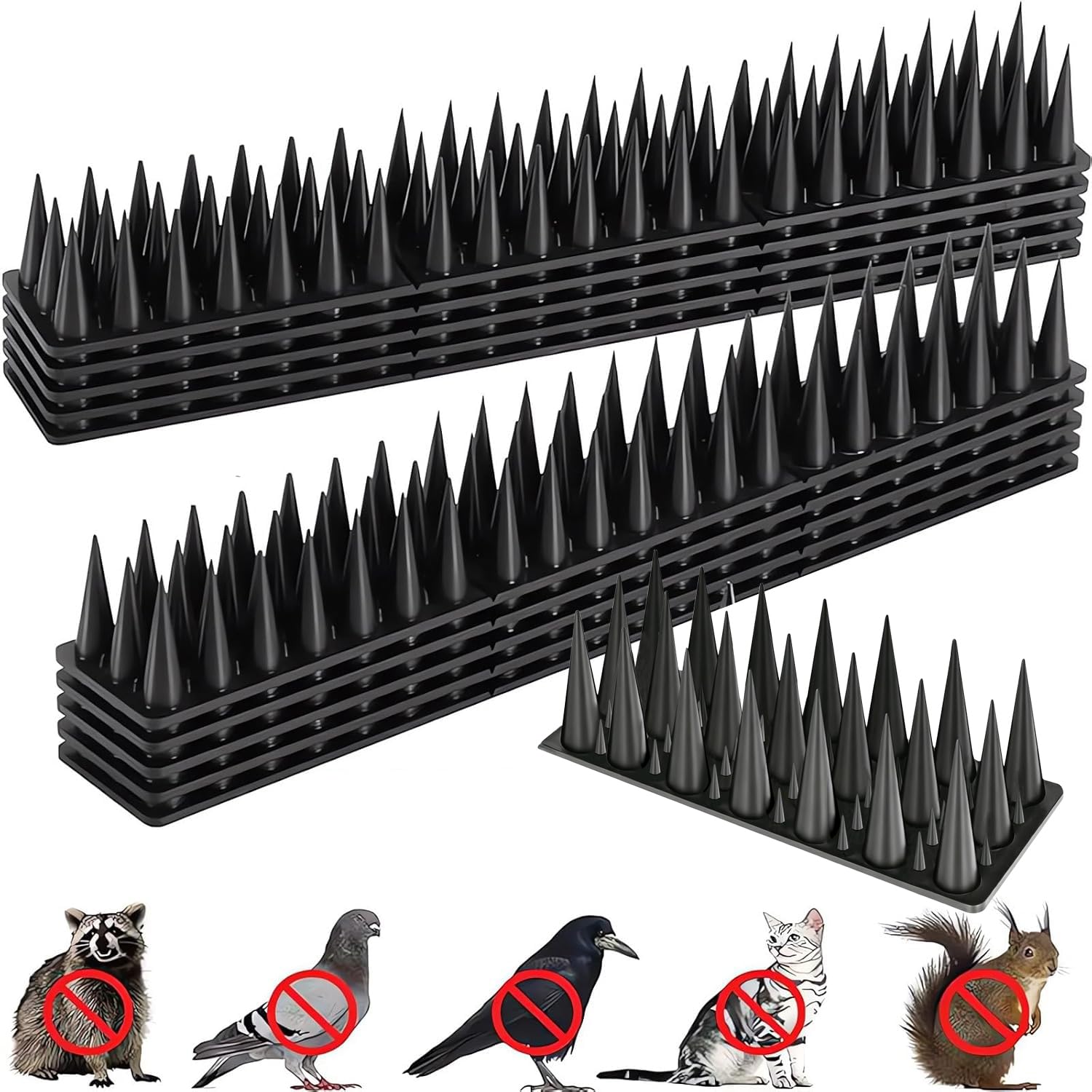 Notfjk Bird Spikes 20-piece kit deters perching on wide surfaces.