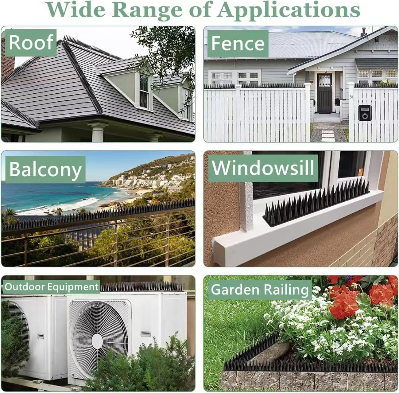 Notfjk Bird Spikes 351.68 sq in coverage ideal for gutters and ledges.