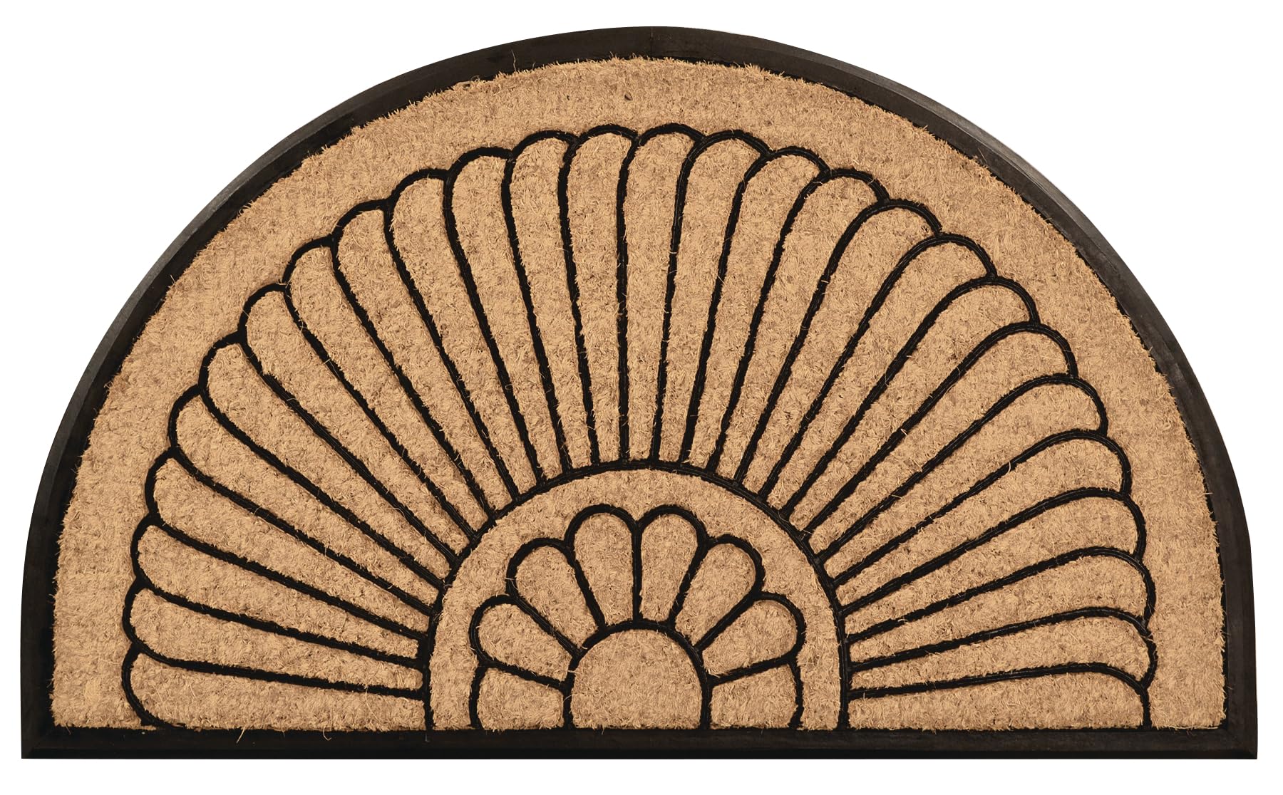 Notrax all-weather rubber-backed cocom coir half-moon mat provides durable entryway protection.