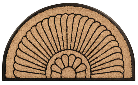Notrax all-weather rubber-backed cocom coir half-moon mat provides durable entryway protection.