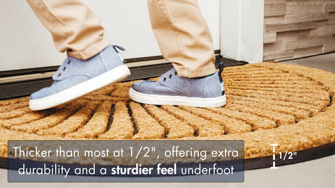 Notrax half-moon design adds decorative appeal while staying securely in place.