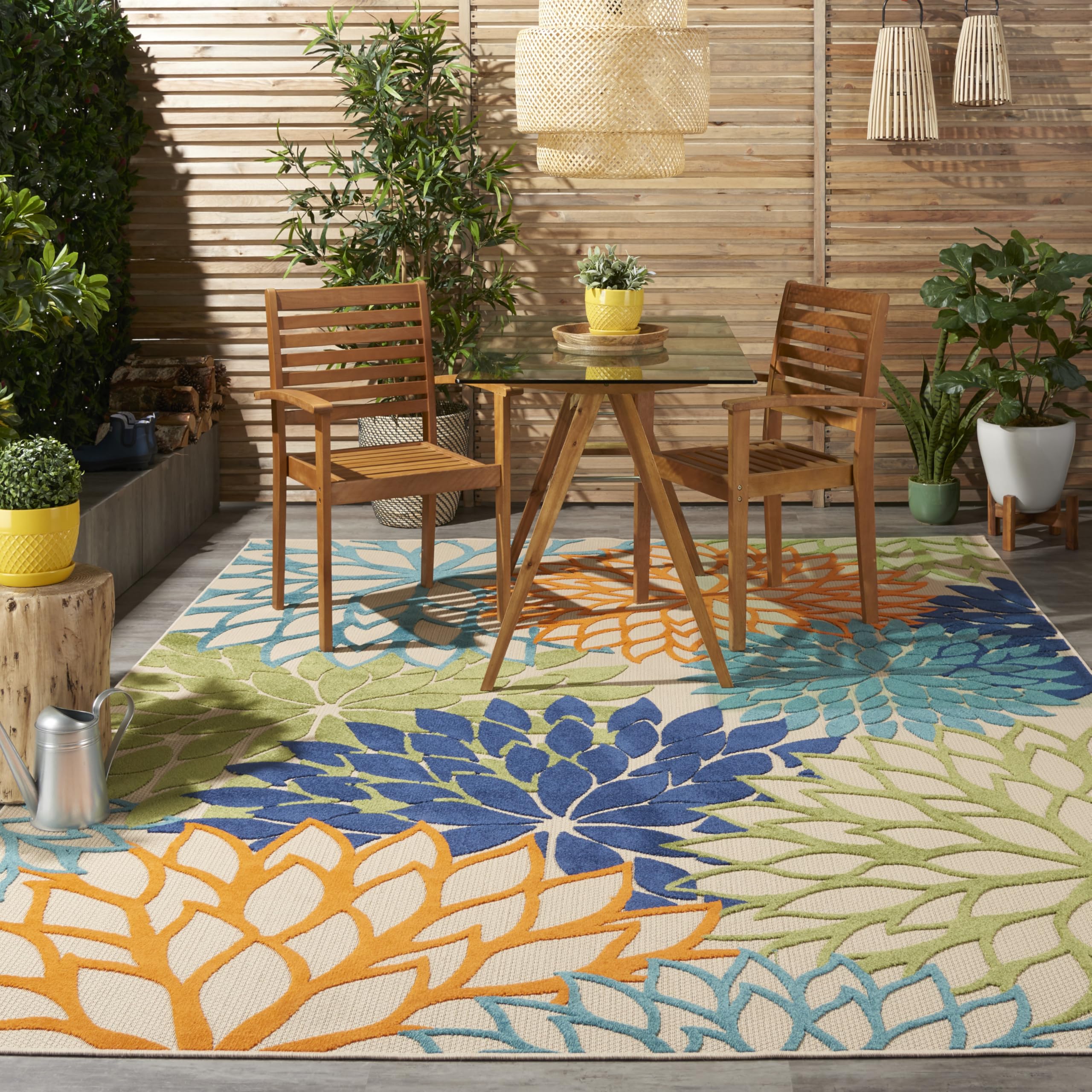 Nourison Aloha 7x10 indoor/outdoor rug suitable for living room or porch.