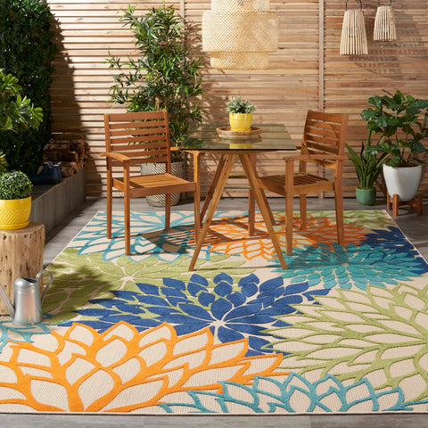 Nourison Aloha 7x10 indoor/outdoor rug suitable for living room or porch.