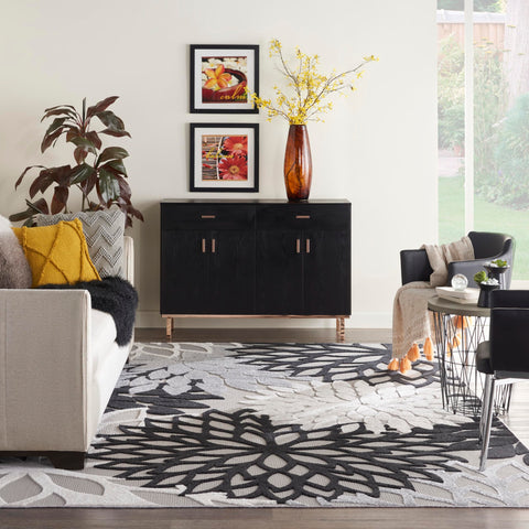 Nourison Aloha botanical tropical design rug ideal for patios and decks.