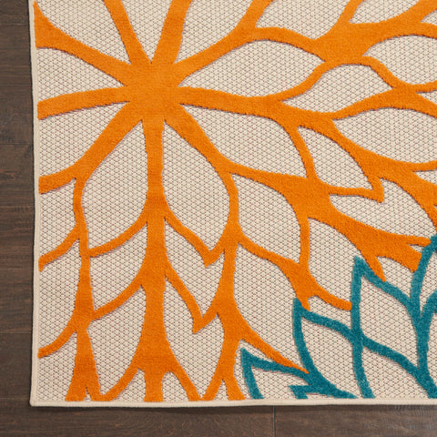 Nourison Aloha easy-care rug for patio dining areas and seating zones.