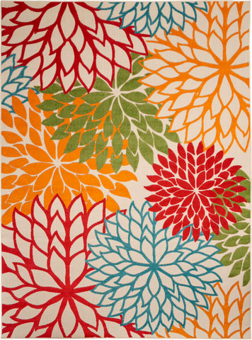 Nourison Aloha stain-resistant polypropylene keeps outdoor rug easy to rinse and maintain.