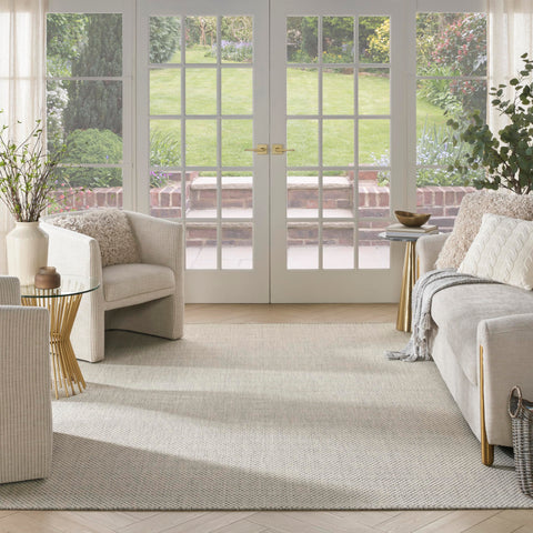 Nourison Courtyard living room arrangement highlights contemporary style and durability