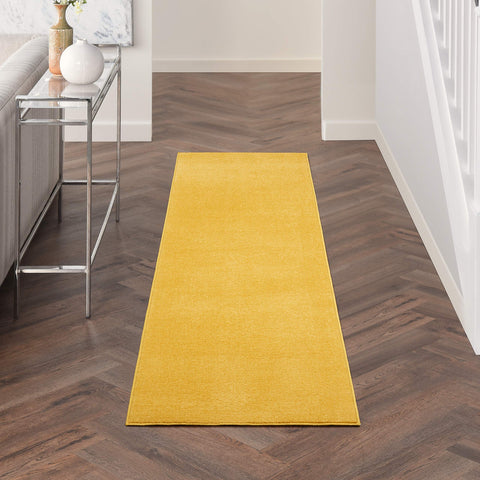 Nourison Essentials Yellow 2x6 runner soft texture adds comfortable feel in busy spaces
