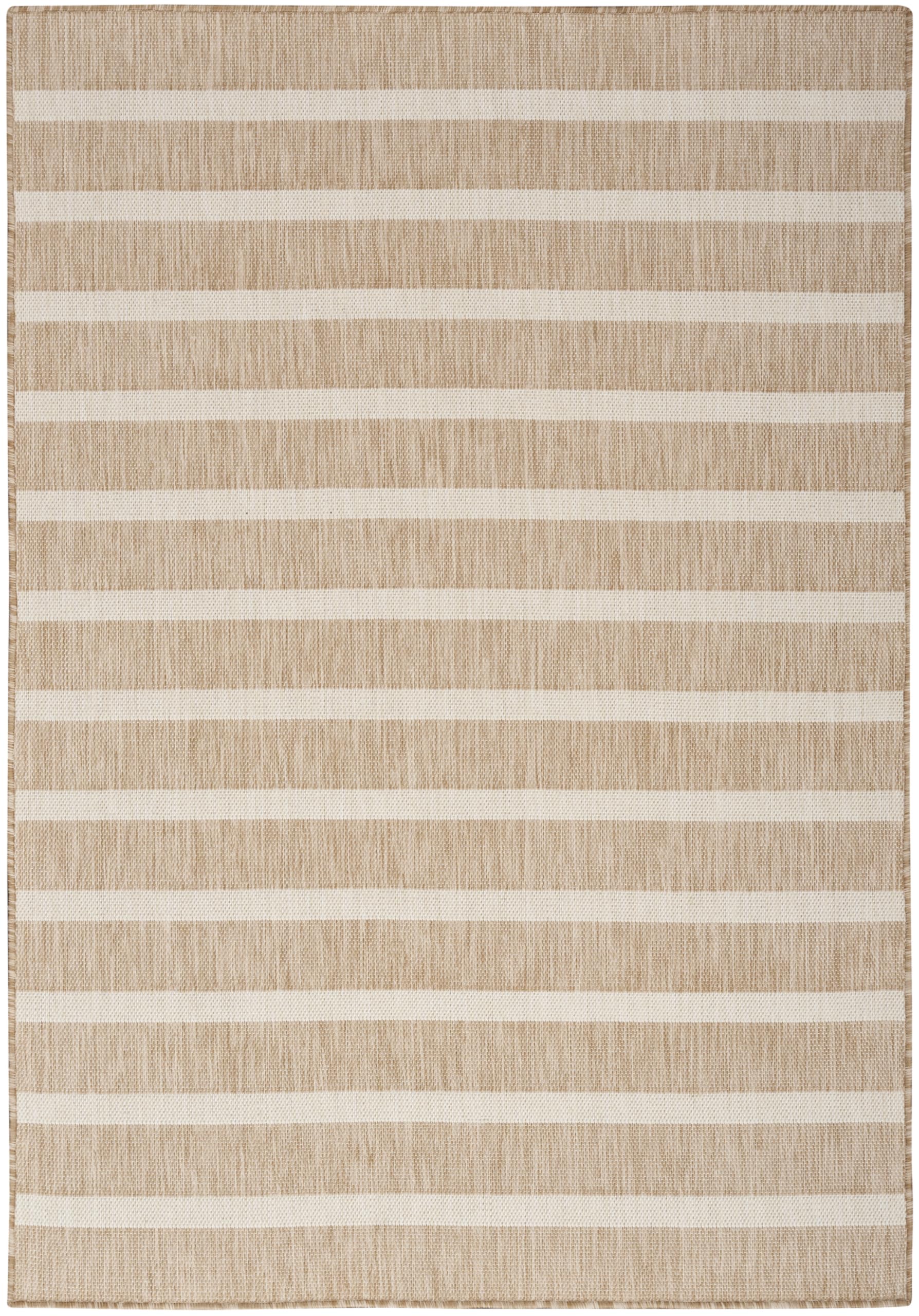 Nourison Positano beige ivory outdoor rug resists wear and cleans easily.