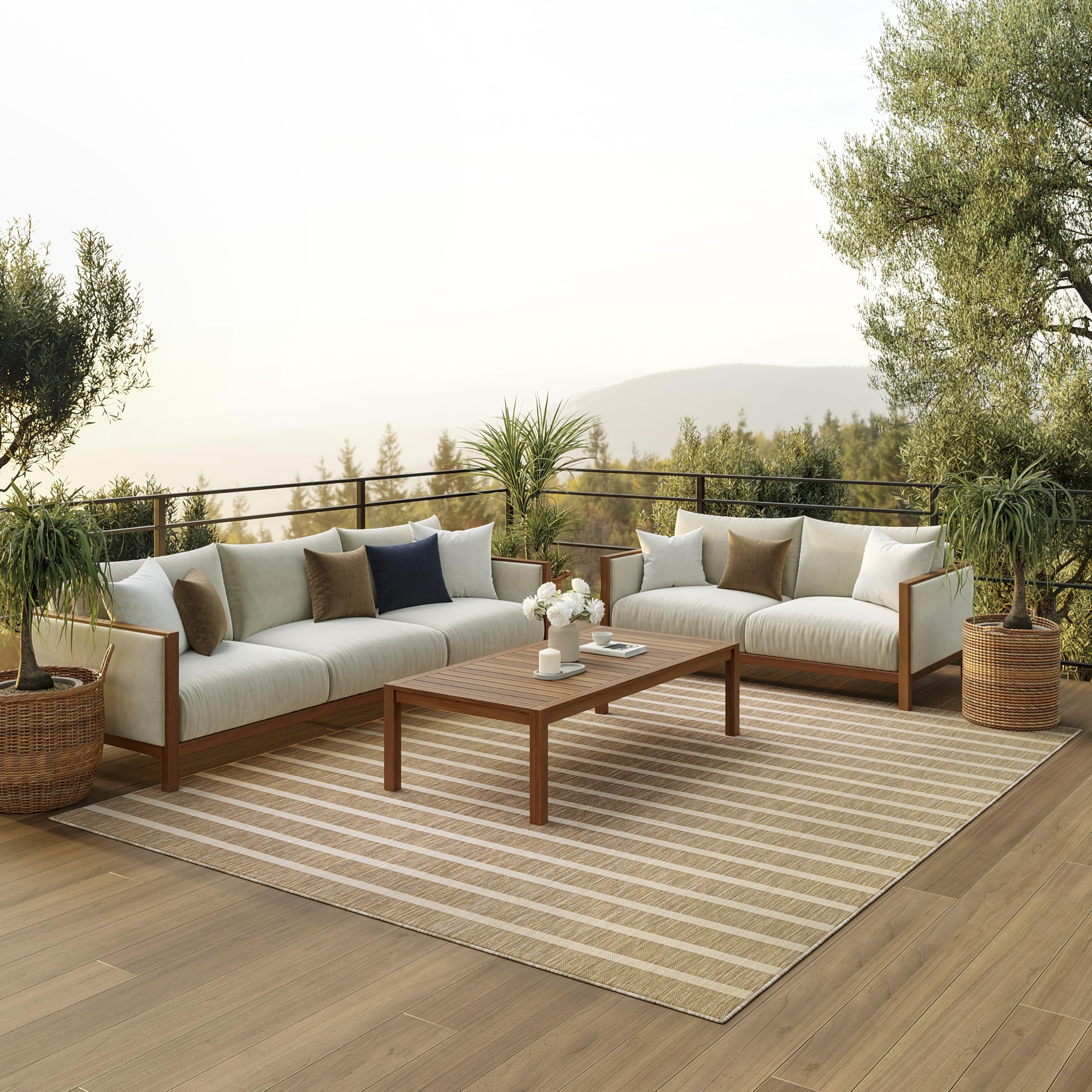 Nourison Positano beige ivory rug, beige-ivory design, ideal for living rooms with easy-clean appeal.