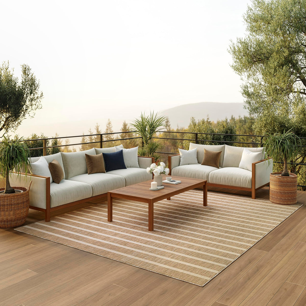 Nourison Positano beige ivory rug, beige-ivory design, ideal for living rooms with easy-clean appeal.