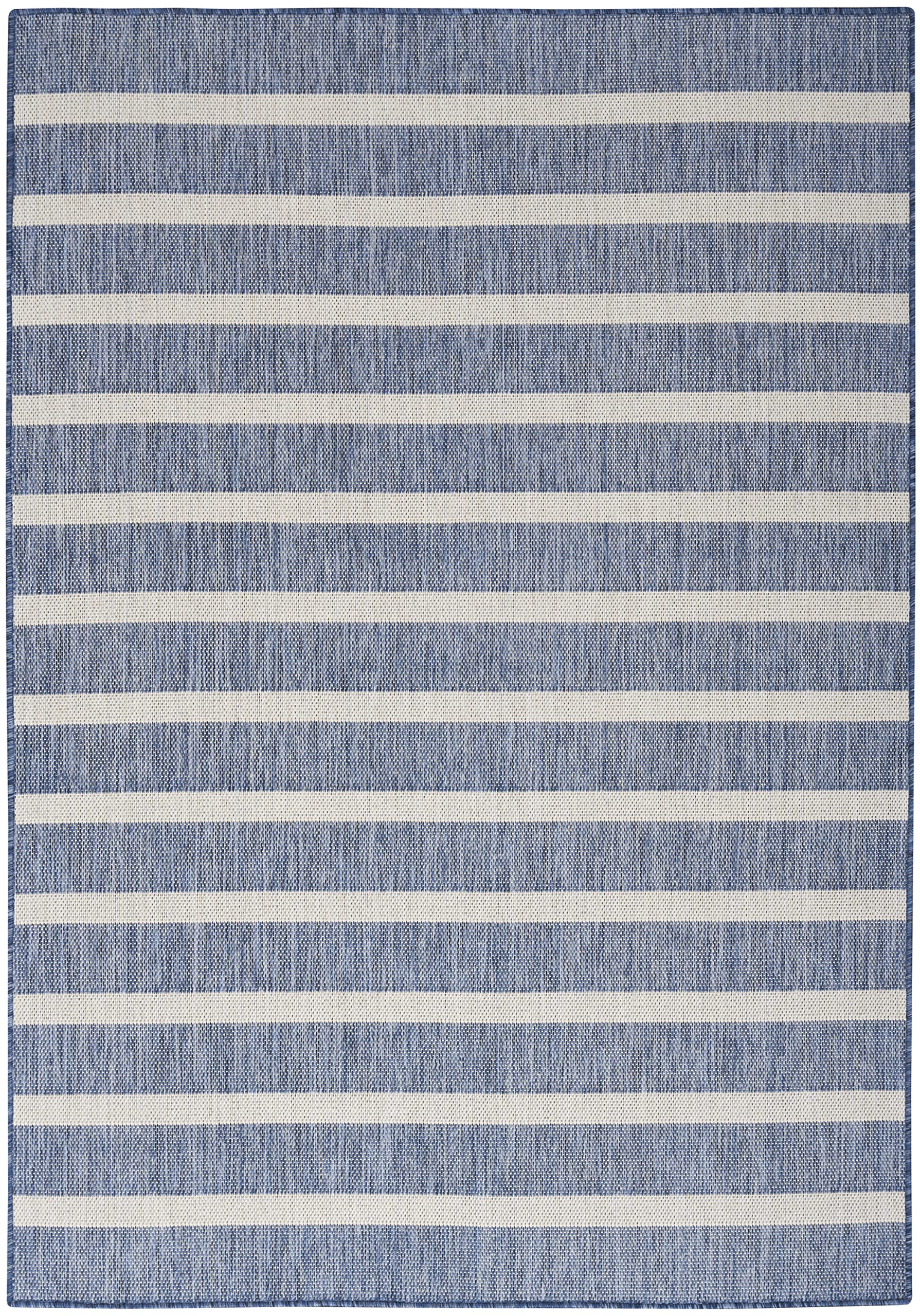 Nourison Positano navy ivory easy-clean rug for busy homes.