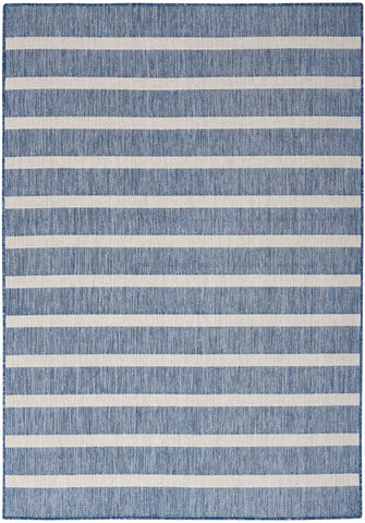 Nourison Positano navy ivory easy-clean rug for busy homes.