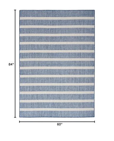 Nourison Positano navy ivory flat weave rug suitable for indoor and outdoor use.