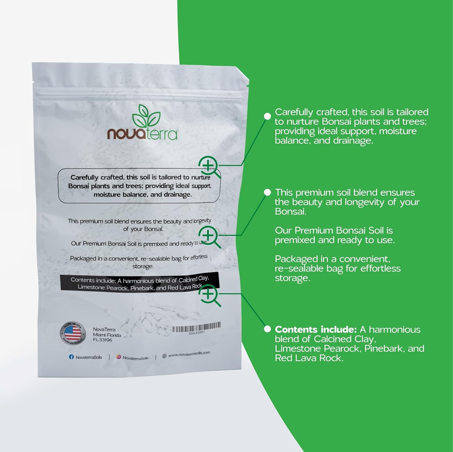 Nova-TERRA fertilizer pellets inside the soil mix for starter feeding.