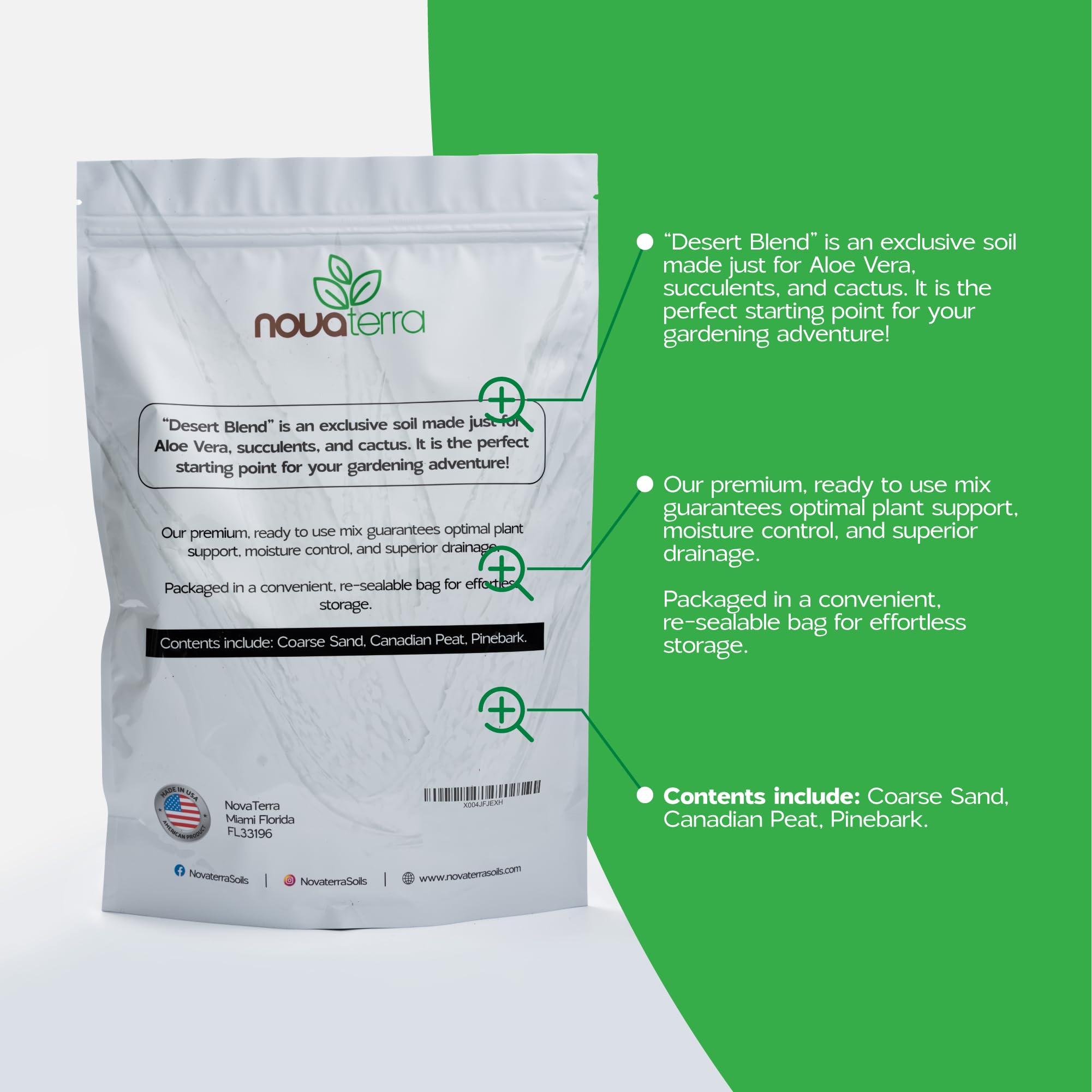 Nova-TERRA seedling soil supports early root growth and drainage.