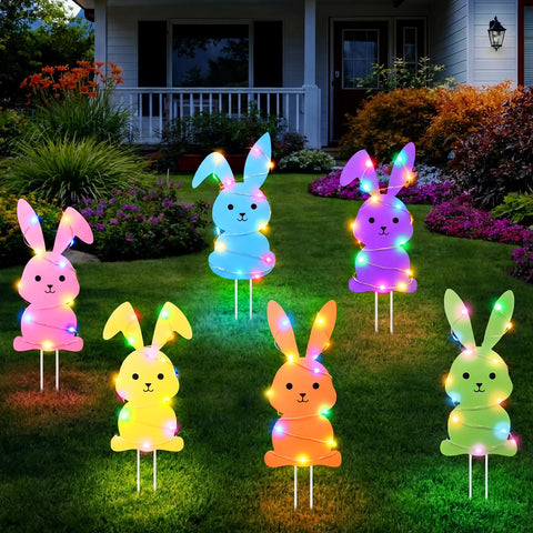 Novabright Easter bunny yard signs in bright colors to boost curb appeal.