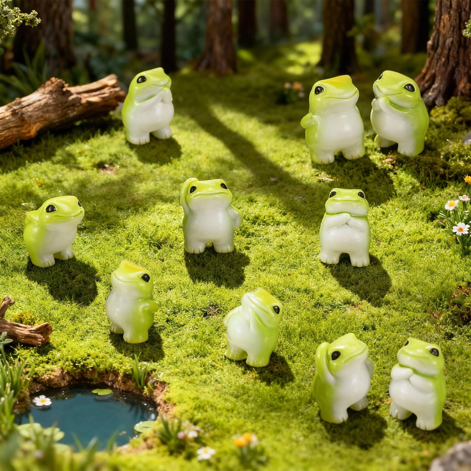 Novabright frog scratching head brightens gardens or fairy garden scenes.