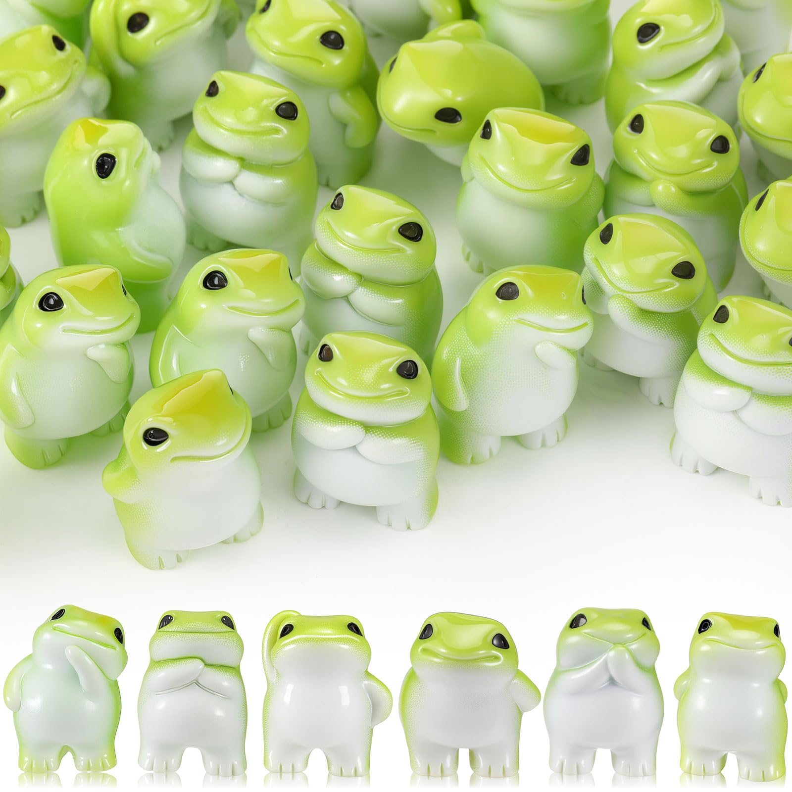 Novabright frog smiling secretly figurine adds charm to desks and shelves.